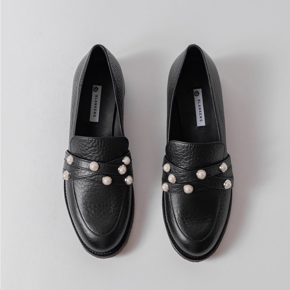 Blankens The Ebba Embellished Pebbled Leather Loafers | Size EU 42 US 11 - Picture 2 of 10